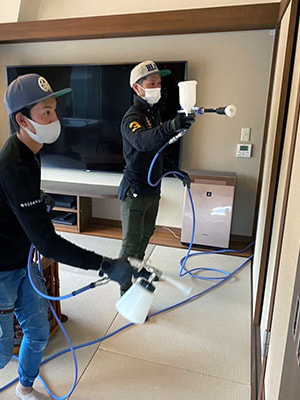 有限会社ハートホームの取り組み｜抗菌施工の様子｜有限会社ハートホーム｜一般住宅・商業施設・宿泊施設・病院の建築設計施工と抗菌施工ができる建設会社｜静岡県駿東郡小山町須走