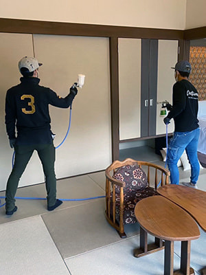 有限会社ハートホームの取り組み｜抗菌施工の様子｜有限会社ハートホーム｜一般住宅・商業施設・宿泊施設・病院の建築設計施工と抗菌施工ができる建設会社｜静岡県駿東郡小山町須走